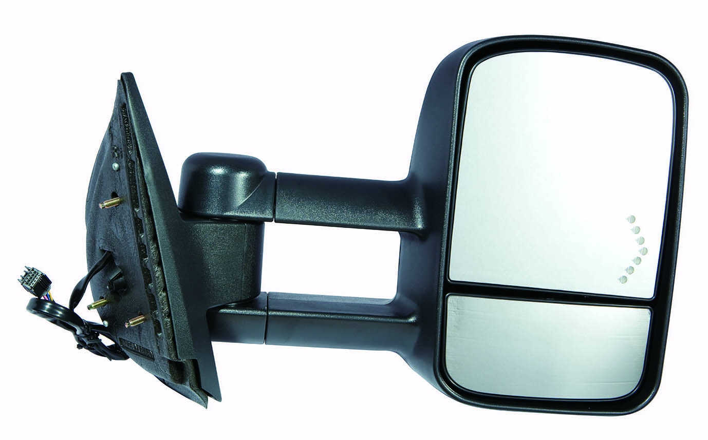 DOOR MIRROR RIGHT SIDE POWER HEATED TEXXTURED TRAILER TOW TYPE TELESCOPIC WITH SIGNAL MANUAL FOLDING
